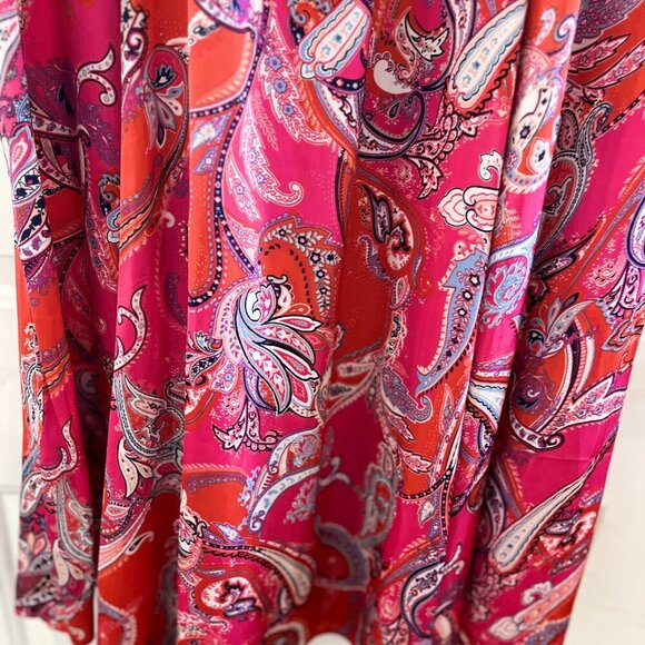 Chico's Ultra Pink Printed Paisley Bohemian Maxi Skirt Sz 12/14 - Picture 7 of 12